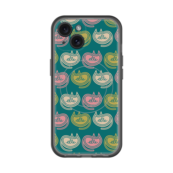 スリムプロテクションプレミアムケース with MagSafe［ ELLE - Cat Pattern - グリーン ］