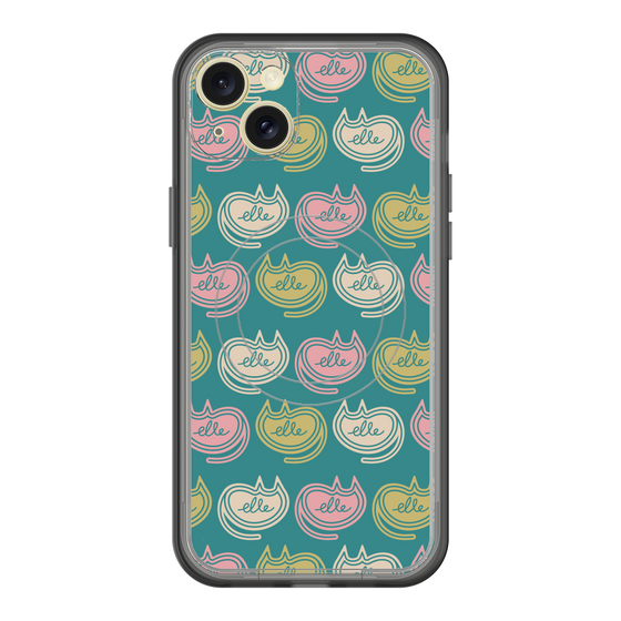 スリムプロテクションプレミアムケース with MagSafe［ ELLE - Cat Pattern - グリーン ］