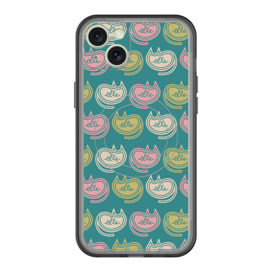 スリムプロテクションプレミアムケース with MagSafe［ ELLE - Cat Pattern - グリーン ］