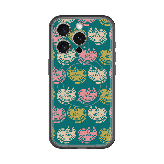 スリムプロテクションプレミアムケース with MagSafe［ ELLE - Cat Pattern - グリーン ］