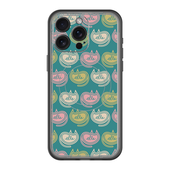 スリムプロテクションプレミアムケース with MagSafe［ ELLE - Cat Pattern - グリーン ］