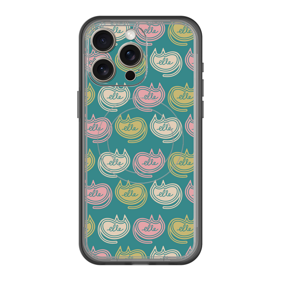 スリムプロテクションプレミアムケース with MagSafe［ ELLE - Cat Pattern - グリーン ］