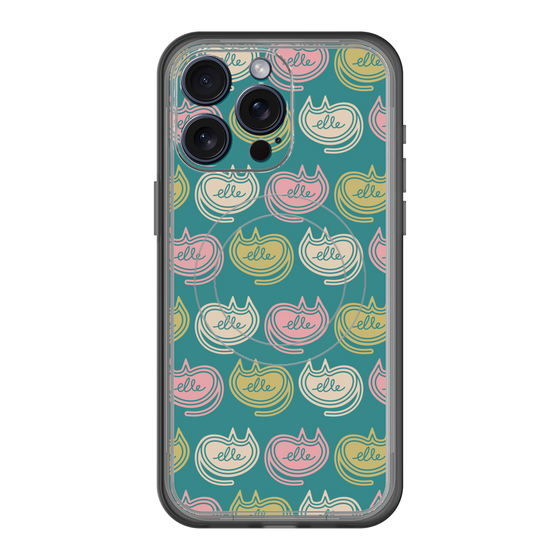 スリムプロテクションプレミアムケース with MagSafe［ ELLE - Cat Pattern - グリーン ］