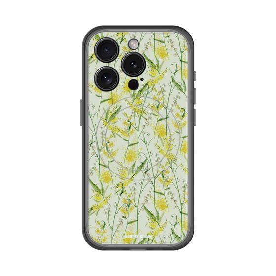 スリムプロテクションプレミアムケース with MagSafe［ 日比谷花壇 - DelicateGeometry - ライトグリーン ］