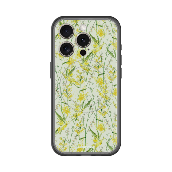 スリムプロテクションプレミアムケース with MagSafe［ 日比谷花壇 - DelicateGeometry - ライトグリーン ］
