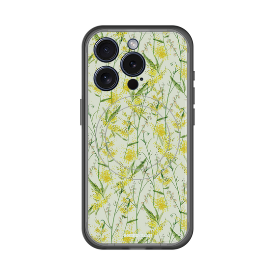 スリムプロテクションプレミアムケース with MagSafe［ 日比谷花壇 - DelicateGeometry - ライトグリーン ］