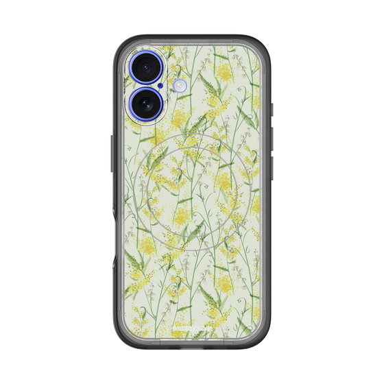 スリムプロテクションプレミアムケース with MagSafe［ 日比谷花壇 - DelicateGeometry - ライトグリーン ］