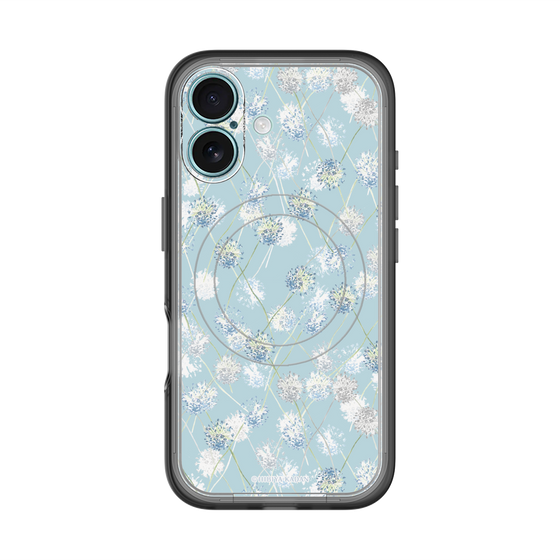 スリムプロテクションプレミアムケース with MagSafe［ 日比谷花壇 - DelicateGeometry - ライトブルー ］