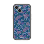 スリムプロテクションプレミアムケース with MagSafe［ 日比谷花壇 - FloralSymphony - ネイビー ］