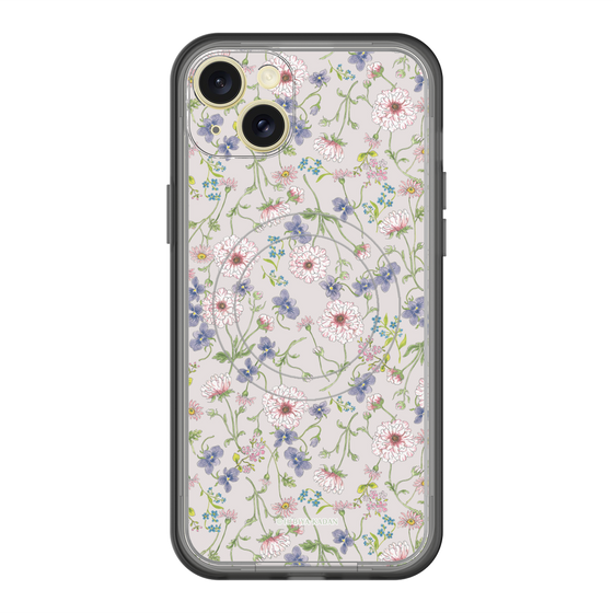 スリムプロテクションプレミアムケース with MagSafe［ 日比谷花壇 - FloralSymphony - ベージュ ］