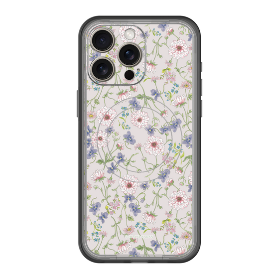 スリムプロテクションプレミアムケース with MagSafe［ 日比谷花壇 - FloralSymphony - ベージュ ］