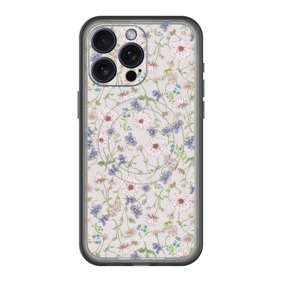 スリムプロテクションプレミアムケース with MagSafe［ 日比谷花壇 - FloralSymphony - ベージュ ］