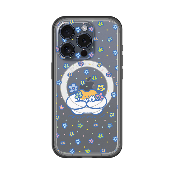 スリムプロテクションプレミアムケース with MagSafe［ もくもくちゃん - フラワー ］