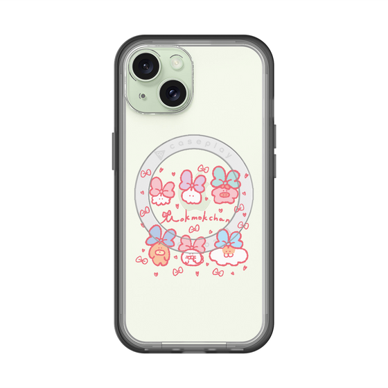 スリムプロテクションプレミアムケース with MagSafe［ もくもくちゃん - リボン ］