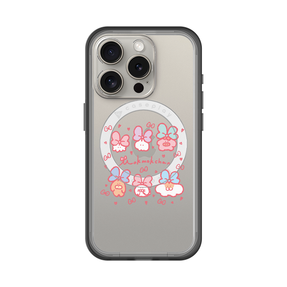 スリムプロテクションプレミアムケース with MagSafe［ もくもくちゃん - リボン ］