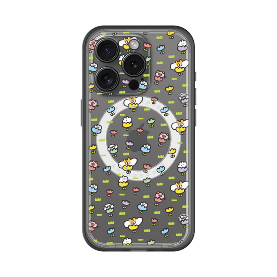 スリムプロテクションプレミアムケース with MagSafe［ もくもくちゃん - フラワー - 総柄 ］