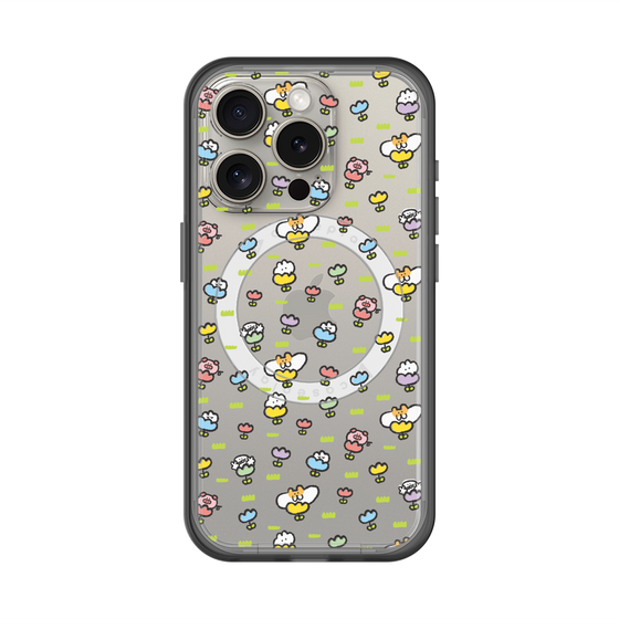 スリムプロテクションプレミアムケース with MagSafe［ もくもくちゃん - フラワー - 総柄 ］