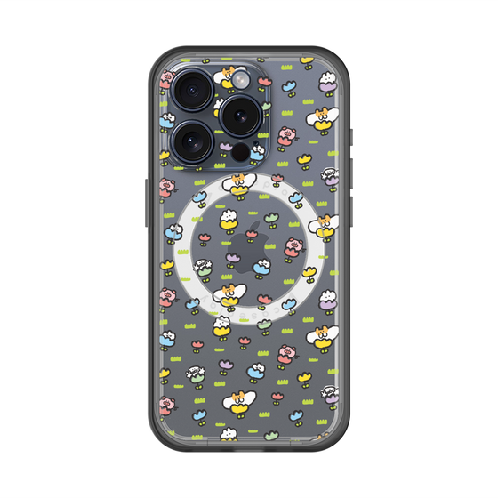 スリムプロテクションプレミアムケース with MagSafe［ もくもくちゃん - フラワー - 総柄 ］