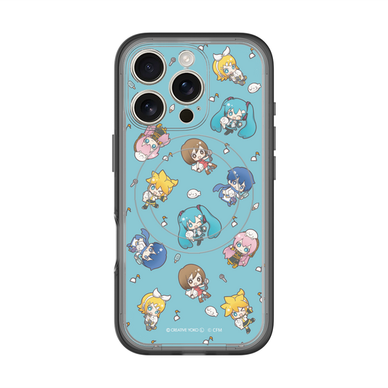 スリムプロテクションプレミアムケース with MagSafe［ しろたん×初音ミク - 総柄 - カラー ］