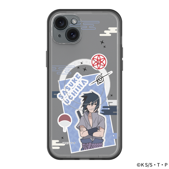 スリムプロテクションプレミアムケース with MagSafe［ NARUTO -ナルト- 疾風伝 - ステッカー - うちはサスケ ］