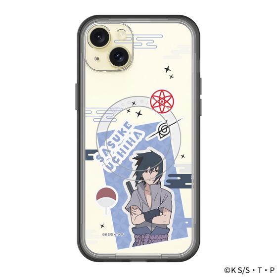 スリムプロテクションプレミアムケース with MagSafe［ NARUTO -ナルト- 疾風伝 - ステッカー - うちはサスケ ］