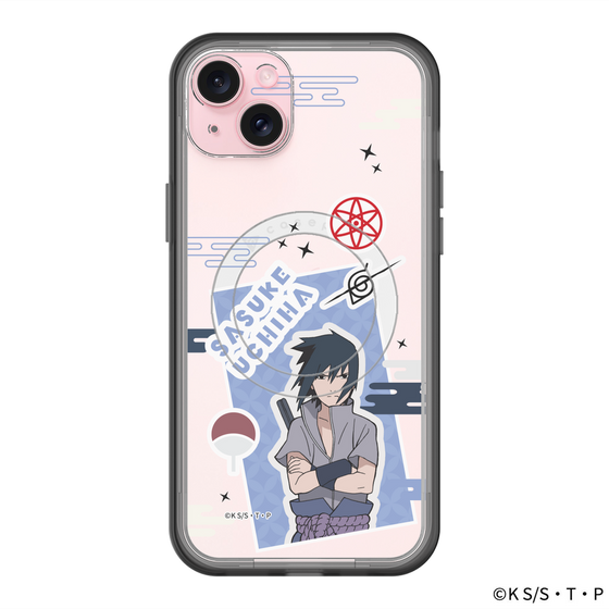 スリムプロテクションプレミアムケース with MagSafe［ NARUTO -ナルト- 疾風伝 - ステッカー - うちはサスケ ］