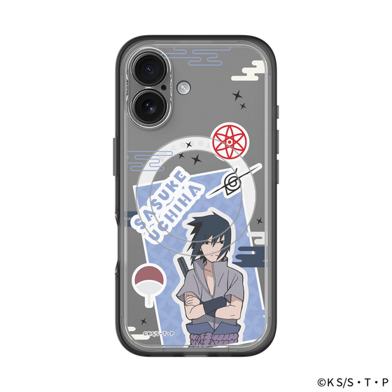 スリムプロテクションプレミアムケース with MagSafe［ NARUTO -ナルト- 疾風伝 - ステッカー - うちはサスケ ］