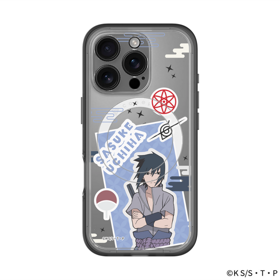 スリムプロテクションプレミアムケース with MagSafe［ NARUTO -ナルト- 疾風伝 - ステッカー - うちはサスケ ］