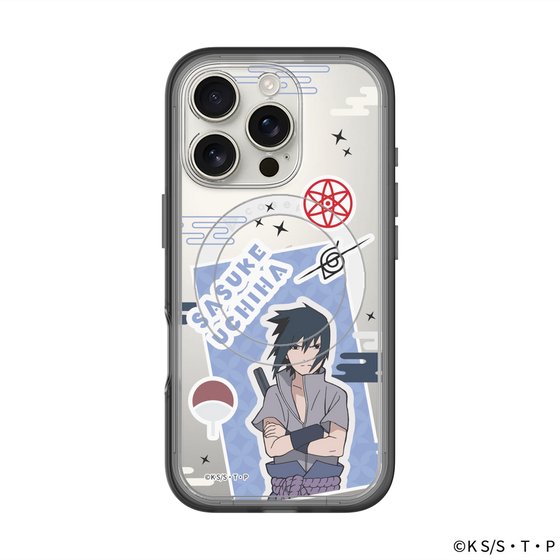 スリムプロテクションプレミアムケース with MagSafe［ NARUTO -ナルト- 疾風伝 - ステッカー - うちはサスケ ］