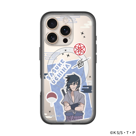 スリムプロテクションプレミアムケース with MagSafe［ NARUTO -ナルト- 疾風伝 - ステッカー - うちはサスケ ］