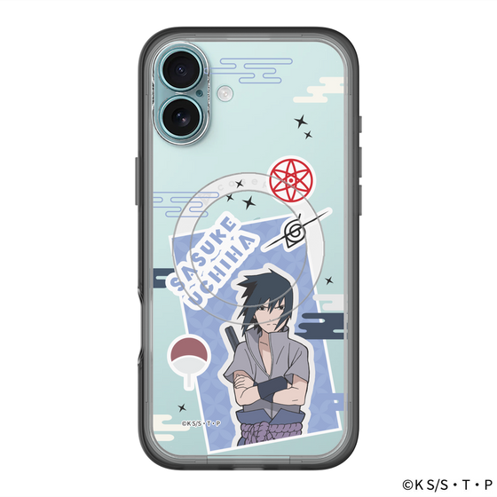 スリムプロテクションプレミアムケース with MagSafe［ NARUTO -ナルト- 疾風伝 - ステッカー - うちはサスケ ］