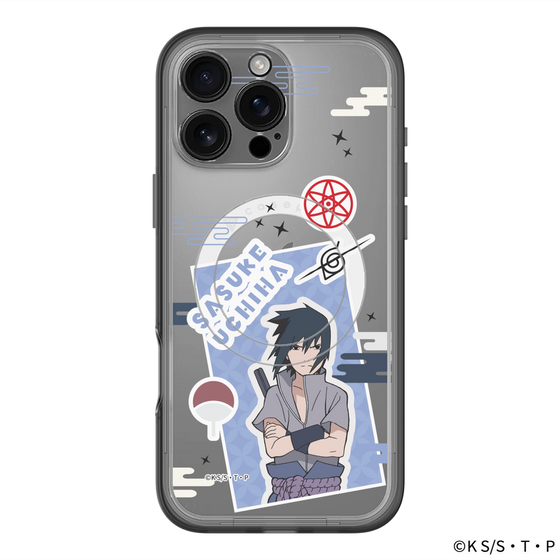 スリムプロテクションプレミアムケース with MagSafe［ NARUTO -ナルト- 疾風伝 - ステッカー - うちはサスケ ］