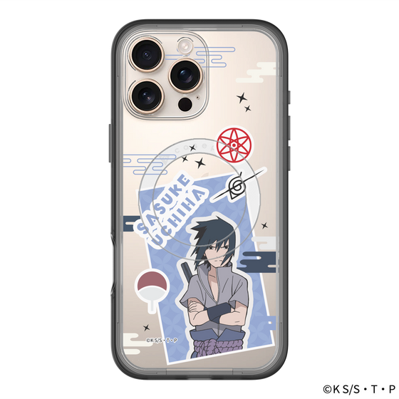 スリムプロテクションプレミアムケース with MagSafe［ NARUTO -ナルト- 疾風伝 - ステッカー - うちはサスケ ］