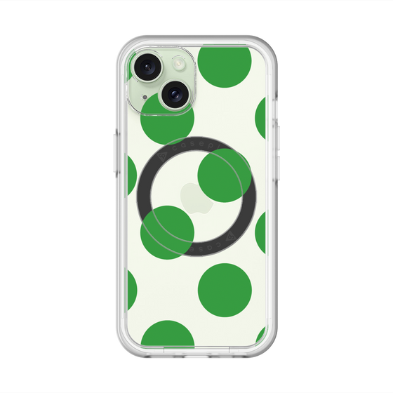 スリムプロテクションプレミアムケース with MagSafe［ シンプルドット - Green ］