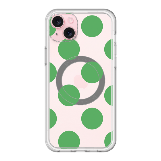 スリムプロテクションプレミアムケース with MagSafe［ シンプルドット - Green ］