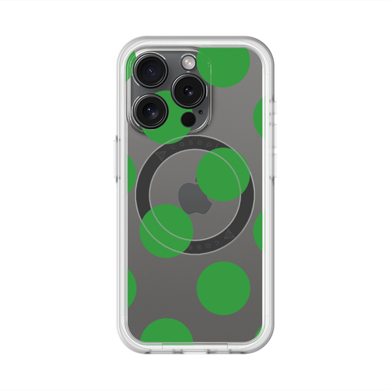 スリムプロテクションプレミアムケース with MagSafe［ シンプルドット - Green ］