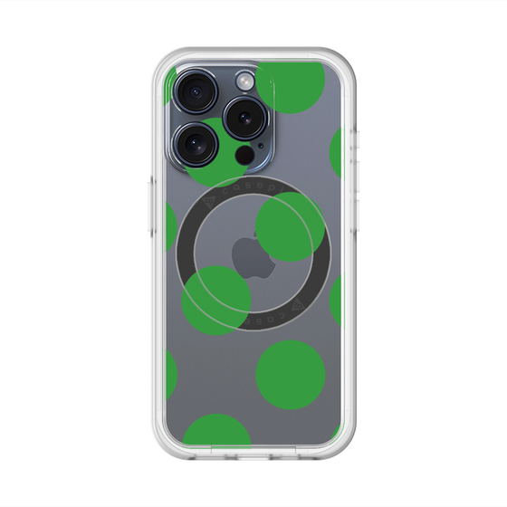 スリムプロテクションプレミアムケース with MagSafe［ シンプルドット - Green ］