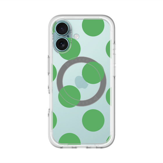 スリムプロテクションプレミアムケース with MagSafe［ シンプルドット - Green ］