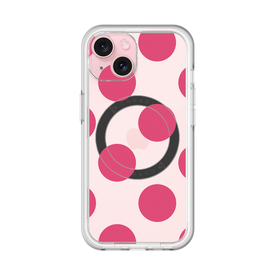 スリムプロテクションプレミアムケース with MagSafe［ シンプルドット - Pink ］
