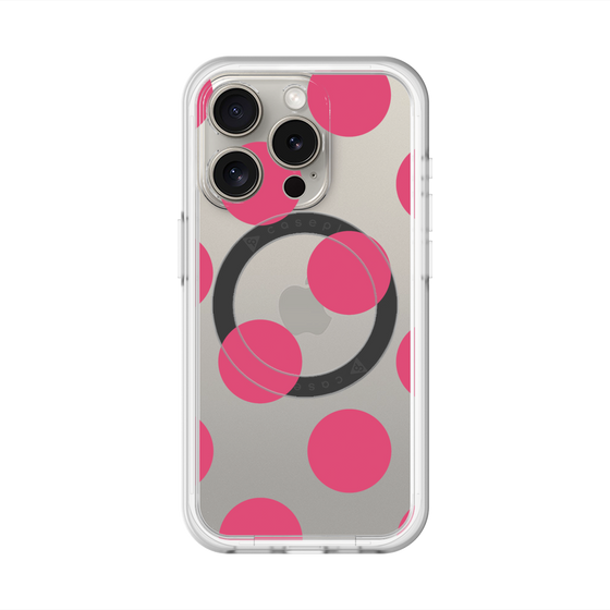 スリムプロテクションプレミアムケース with MagSafe［ シンプルドット - Pink ］