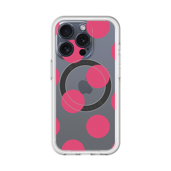 スリムプロテクションプレミアムケース with MagSafe［ シンプルドット - Pink ］