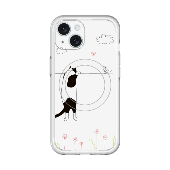 スリムプロテクションプレミアムケース with MagSafe［ 夢中に覗く三毛ねこ ］