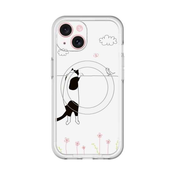 スリムプロテクションプレミアムケース with MagSafe［ 夢中に覗く三毛ねこ ］