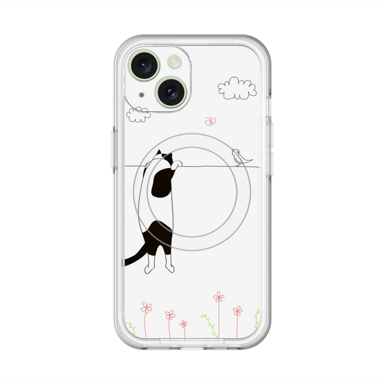スリムプロテクションプレミアムケース with MagSafe［ 夢中に覗く三毛ねこ ］