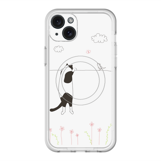 スリムプロテクションプレミアムケース with MagSafe［ 夢中に覗く三毛ねこ ］