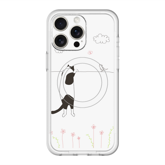 スリムプロテクションプレミアムケース with MagSafe［ 夢中に覗く三毛ねこ ］