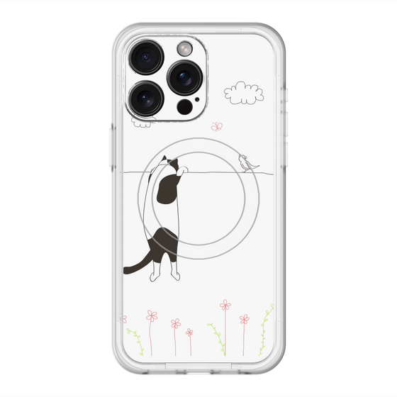 スリムプロテクションプレミアムケース with MagSafe［ 夢中に覗く三毛ねこ ］