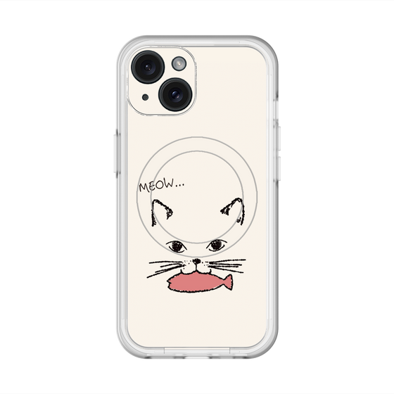 スリムプロテクションプレミアムケース with MagSafe［ 食いしん坊なねこ - White ］