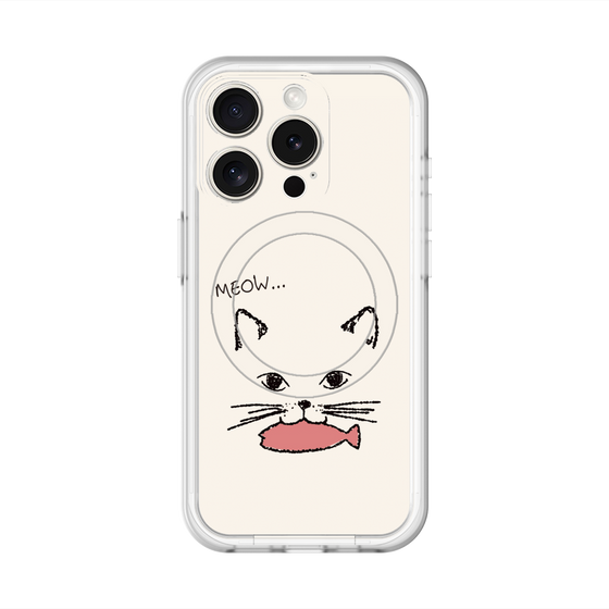 スリムプロテクションプレミアムケース with MagSafe［ 食いしん坊なねこ - White ］