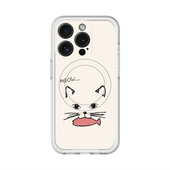 スリムプロテクションプレミアムケース with MagSafe［ 食いしん坊なねこ - White ］